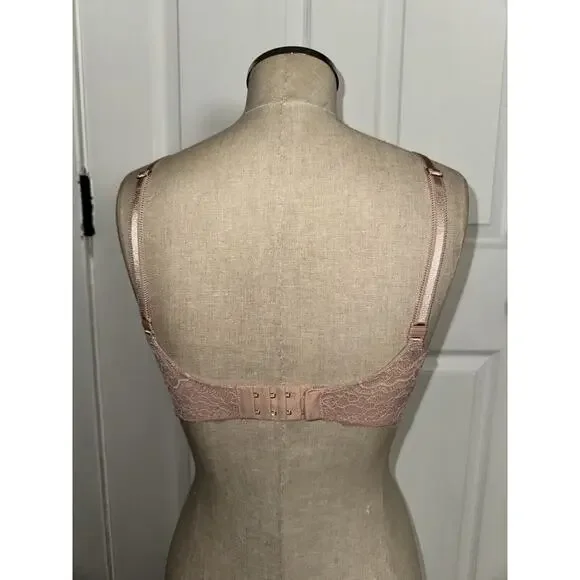 Victoria’s Secret Nude Blush Push Up Bra Underwire Size 32DD Lace - Picture 3 of 4